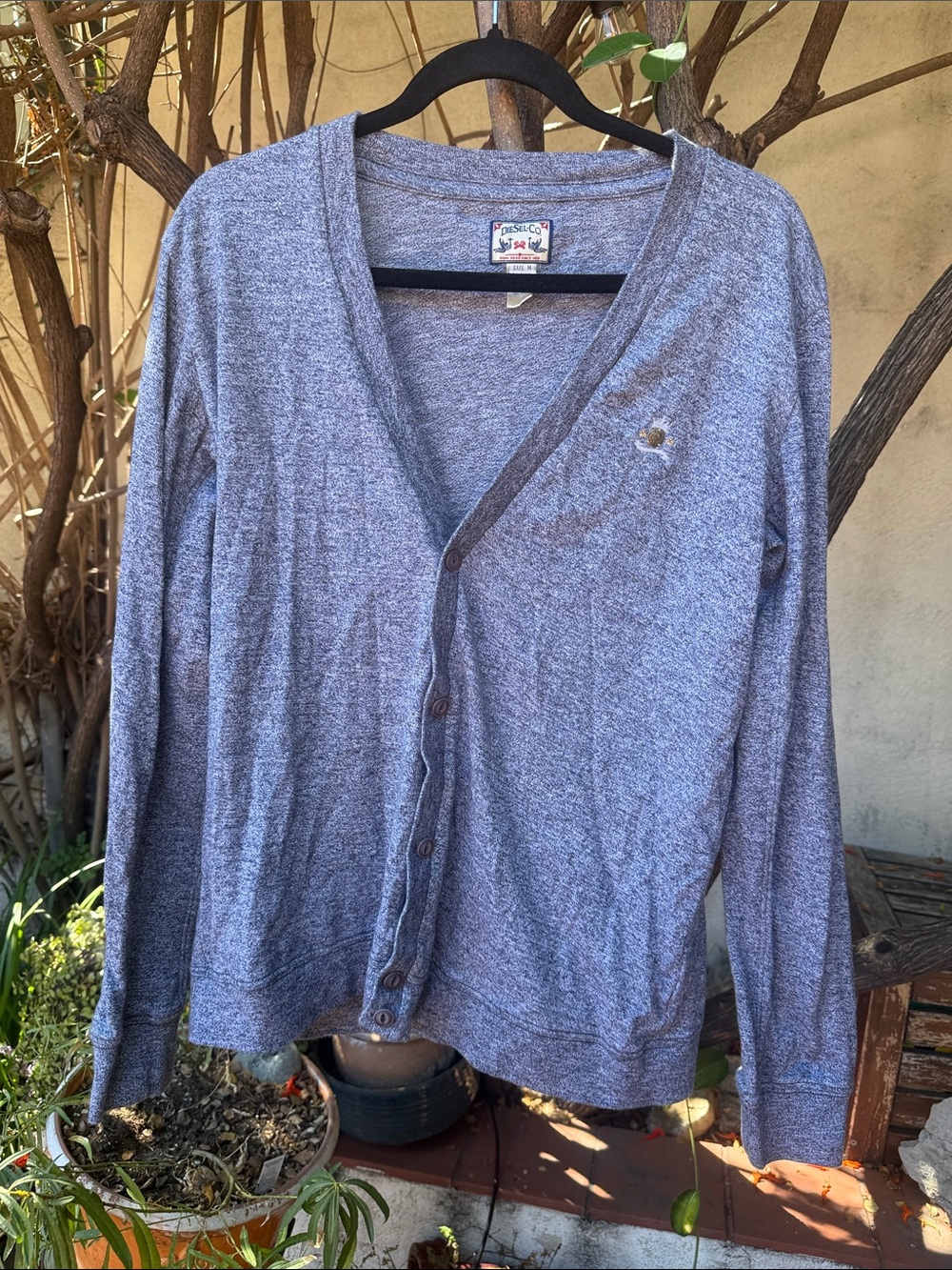 Diesel Men's Vintage Gray V-Neck Button Down Cardigan